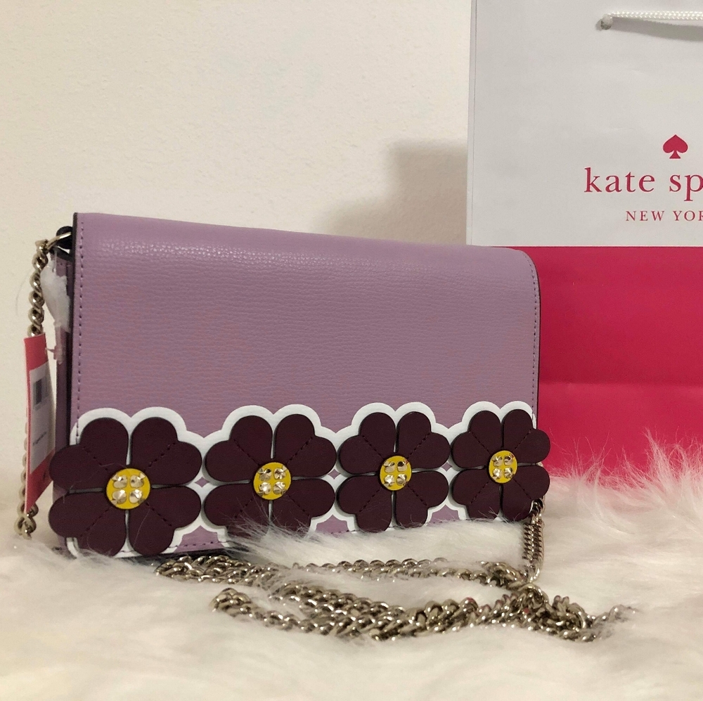 NWT Kate spade Sylvia Graphic Clover Chain Wallet - Picture 2 of 8